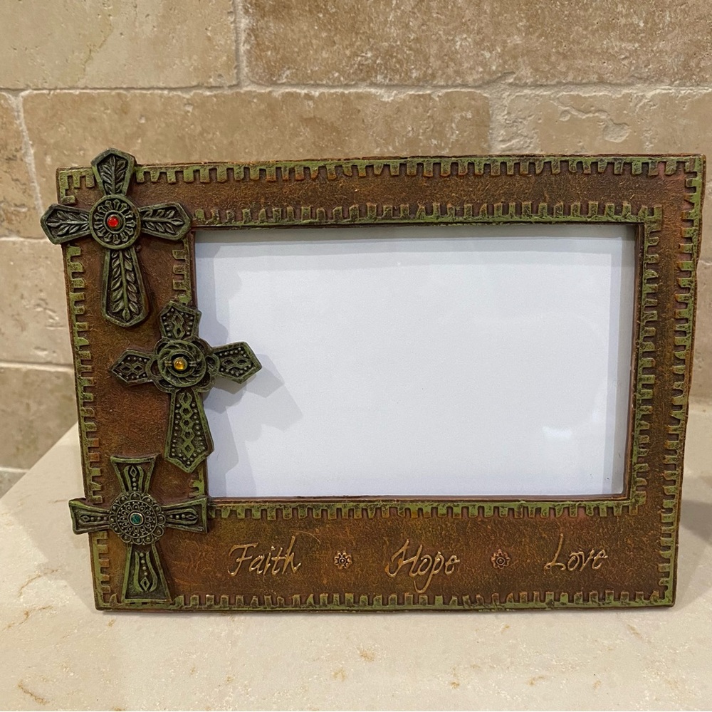 FAITH- HOPE- LOVE Cross Tabletop Picture Frame